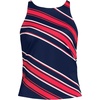 image:imageWomens Tugless High Neck Strappy Back Tankini Swimsuit TopDiagonal StripeNavy