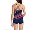 image:imageWomens Tugless High Neck Strappy Back Tankini Swimsuit TopDiagonal StripeNavy