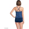 image:imageWomens Tugless High Neck Strappy Back Tankini Swimsuit TopNavy Mosaic Mini Tile