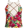 image:imageWomens Tugless High Neck Strappy Back Tankini Swimsuit TopTropical FloralEgret White