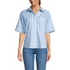 image:imageLands End Womens Cooling Elbow Sleeve Button Front ShirtClear Blue Sky Quad Stripe