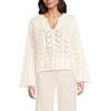 image:imageLands End Womens Cotton Boucle Pointelle Notch Neck SweaterFresh Ivory
