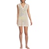 image:imageLands End Womens Cotton Open Knit VNeck Swim Coverup DressWashed Sand