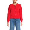 image:imageLands End Womens Cropped Fine Gauge Crew Neck Cardigan SweaterCoral Red
