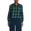 image:imageLands End Womens Cropped Flannel ShirtRich CloverNavy Plaid