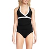 image:imageLands End Womens DCup Chlorine Resistant VNeck Halter Tankini Swimsuit TopBlackWhite
