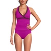 image:imageLands End Womens DCup Chlorine Resistant VNeck Halter Tankini Swimsuit TopCrimson RoseDark Wine