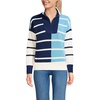 image:imageLands End Womens Drifter Cotton Quarter Zip Pullover SweaterDeep SeaFresh Ivory Stripe