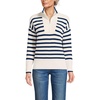 image:imageLands End Womens Drifter Cotton Quarter Zip Pullover SweaterIvoryNavy Stripe