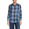 image:imageLands End Womens Flannel Boyfriend Fit Long Sleeve ShirtBlue Vintage Plaid