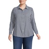 image:imageLands End Womens Flannel Boyfriend Fit Long Sleeve ShirtDeep SeaIvory Mini Check