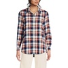 image:imageLands End Womens Flannel Boyfriend Fit Long Sleeve ShirtNavyBourbon Plaid