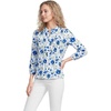 image:imageLands End Womens Lightweight Jersey Button Pintuck TopClear Blue Painted Blooms