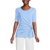 image:imageLands End Womens Lightweight Jersey Tie Front TopClear Blue Sky Thin Stripe