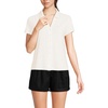 image:imageLands End Womens Linen Blend Short Sleeve Button Front Polo TopIvory