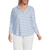 image:imageLands End Womens Long Sleeve Slub Hooded PopoverLight Periwinkle Multi Stripe