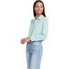 image:imageLands End Womens Pinwale Cord Long Sleeve ShirtBright Aqua Breeze Mini Stripe