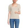 image:imageLands End Womens Puff Sleeve Mariner Square Neck TopChampagneIvory Breton Stripes