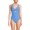 image:imageLands End Womens Ribbed Knot Front One Piece SwimsuitBlue Ottoman