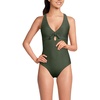 image:imageLands End Womens Ribbed Knot Front One Piece SwimsuitRich Olive Green Ottoman