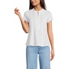 image:imageLands End Womens Short Sleeve Lightweight Jersey Button Pintuck TopWhite