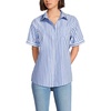 image:imageLands End Womens Short Sleeve No Iron ShirtClear Blue Refined Stripe