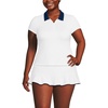 image:imageLands End Womens Short Sleeve Pique Johnny Collar UPF 50 Rash GuardWhiteDeep Sea Navy