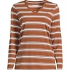 image:imageLands End Womens Supima Long Sleeve VNeck TeeClear Blue SkyBrown Stripe