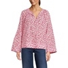 image:imageLands End Womens Voile Tie Neck Poet BlouseWhiteCoral Red Painted Posies