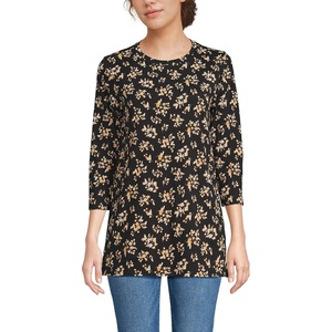 image:imageLands End Womens 34 Sleeve Supima Cotton Crewneck TunicBlack Meadow Floral