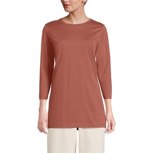 image:imageLands End Womens 34 Sleeve Supima Cotton Crewneck TunicEarthen Clay