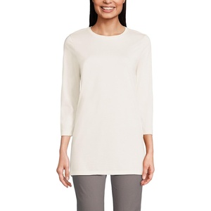 image:imageLands End Womens 34 Sleeve Supima Cotton Crewneck TunicFresh Ivory