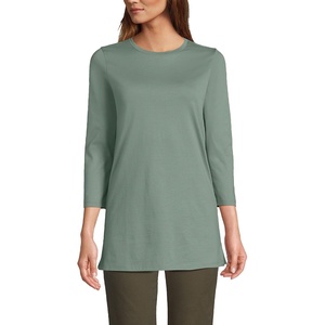 image:imageLands End Womens 34 Sleeve Supima Cotton Crewneck TunicLily Pad Green