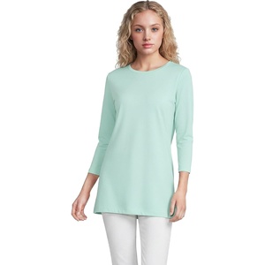image:imageLands End Womens 34 Sleeve Supima Cotton Crewneck TunicPale Sky
