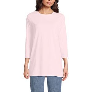 image:imageLands End Womens 34 Sleeve Supima Cotton Crewneck TunicPink Fog