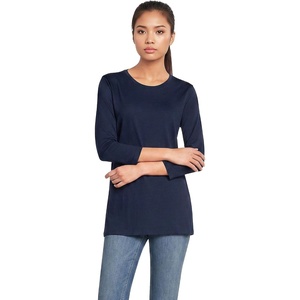 image:imageLands End Womens 34 Sleeve Supima Cotton Crewneck TunicRadiant Navy