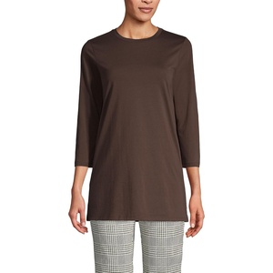 image:imageLands End Womens 34 Sleeve Supima Cotton Crewneck TunicRich Coffee