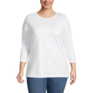 image:imageLands End Womens 34 Sleeve Supima Cotton Crewneck TunicWhite