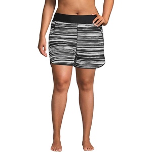 image:imageLands End Womens 5 Quick Dry Elastic Waist Board Shorts Swim Coverup Shorts with PantyBlackWhite Ombre