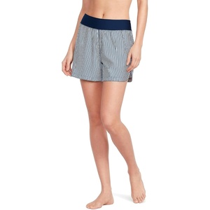image:imageLands End Womens 5 Quick Dry Elastic Waist Board Shorts Swim Coverup Shorts with PantyDeep Sea Navy Mini Stripe