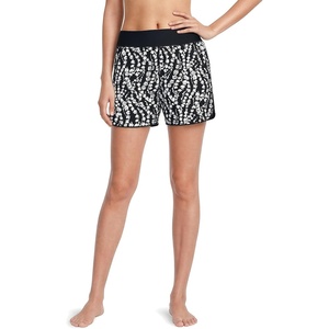 image:imageLands End Womens 9 Inch Board ShortsBlackWhite Vine Floral