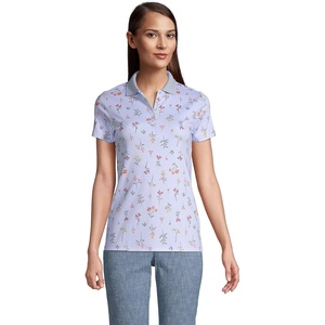 image:imageLands End Womens AmericanGrown Supima Cotton Polo ShirtBlue Botanical Floral Check