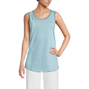 image:imageLands End Womens AmericanGrown Supima Cotton Tunic Tank TopBright Aqua Micro Stripe