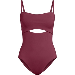 image:imageLands End Womens Bandeau Cut Out One PieceBurgundy Spritz