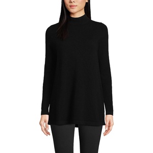 image:imageLands End Womens Cashmere Mock Neck Swing Tunic SweaterBlack