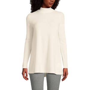 image:imageLands End Womens Cashmere Mock Neck Swing Tunic SweaterFresh Ivory