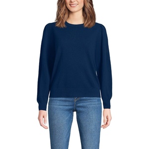 image:imageLands End Womens Cashmere Puff Sleeve Crew Neck SweaterDeep Sea Navy