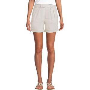 image:imageLands End Womens Chino High Rise Pleated 7 ShortsLight Stone