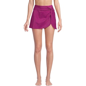 image:imageLands End Womens Chlorine Resistant Shine Twist Front Mini Swim Coverup SkirtBright Magenta Shine
