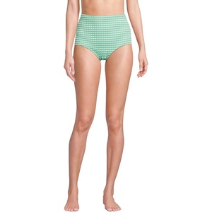 image:imageLands End Womens Chlorine Resistant Tummy Control Tugless High Waisted Bikini Swim BottomsWintergreenWhite Gingham